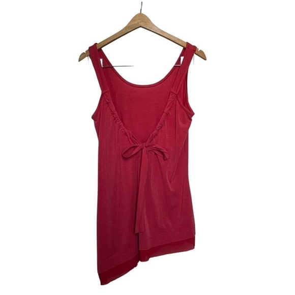 NANETTE Lapore Asymmetrical Scoop Neck Tank with Bow Poppy Red Women’s Medium. - Picture 1 of 16
